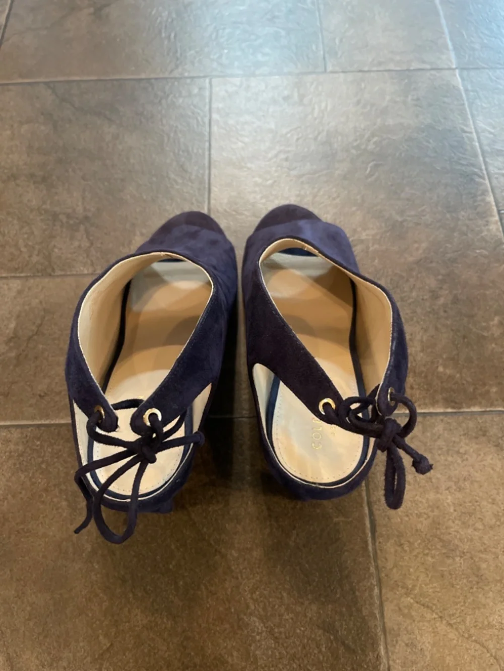 EUC Cole Haan Navy Blue Suede Emmett Heeled Bootie Size 9
